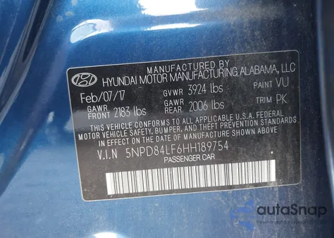 2017 Hyundai Elantra Se из США, поврежденный, VIN 5NPD84LF6HH189754